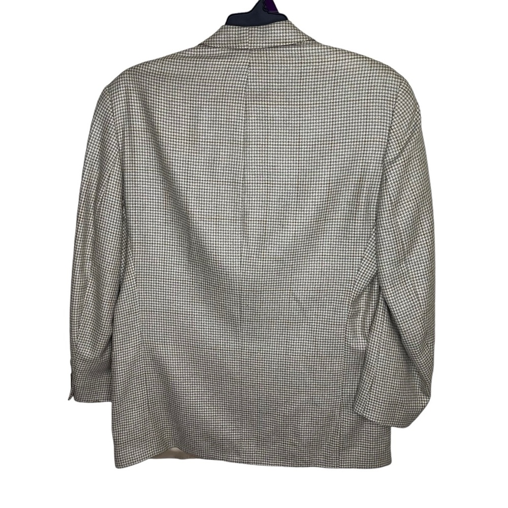 Ralph Ralph Lauren Blazer Men’s 42R Beige Silk Wool Blend Houndstooth Two Button - Picture 2 of 11